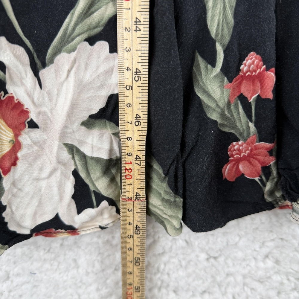 Young Hawaii Dress Womens Large Black Floral Ruffle Hem Sundress Hawaiian USA - Picture 5 of 8